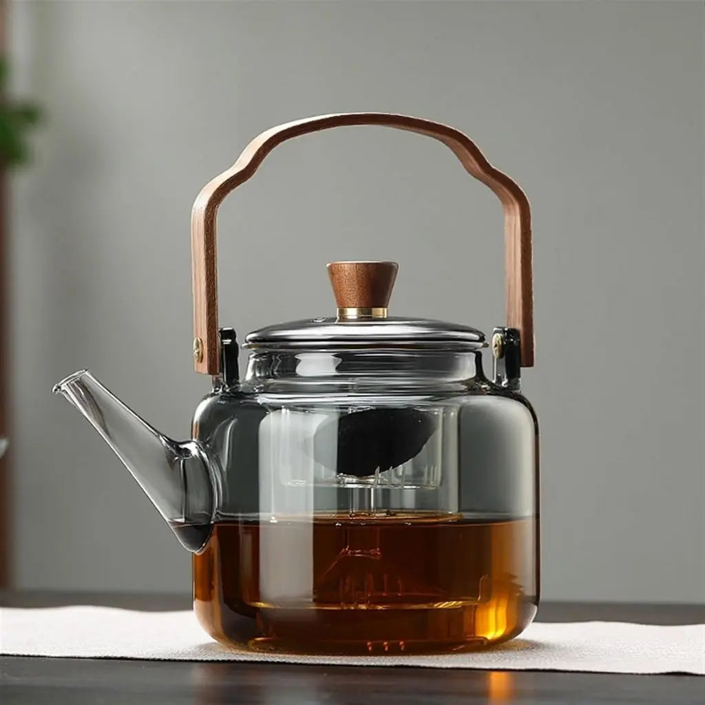 Borosilicate Glass Teapot with Wooden Handle
