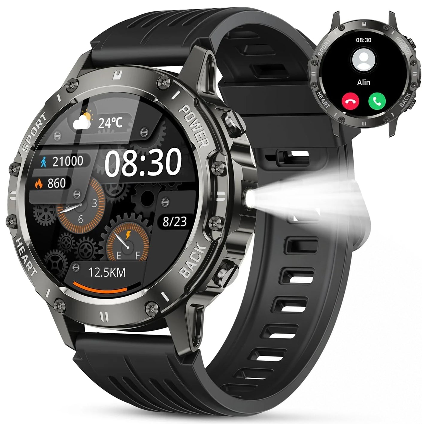 R700 Rugged Men’s Smart Watch Waterproof Fitness Tracker, Heart Rate & Sleep Tracking for Android & iPhone