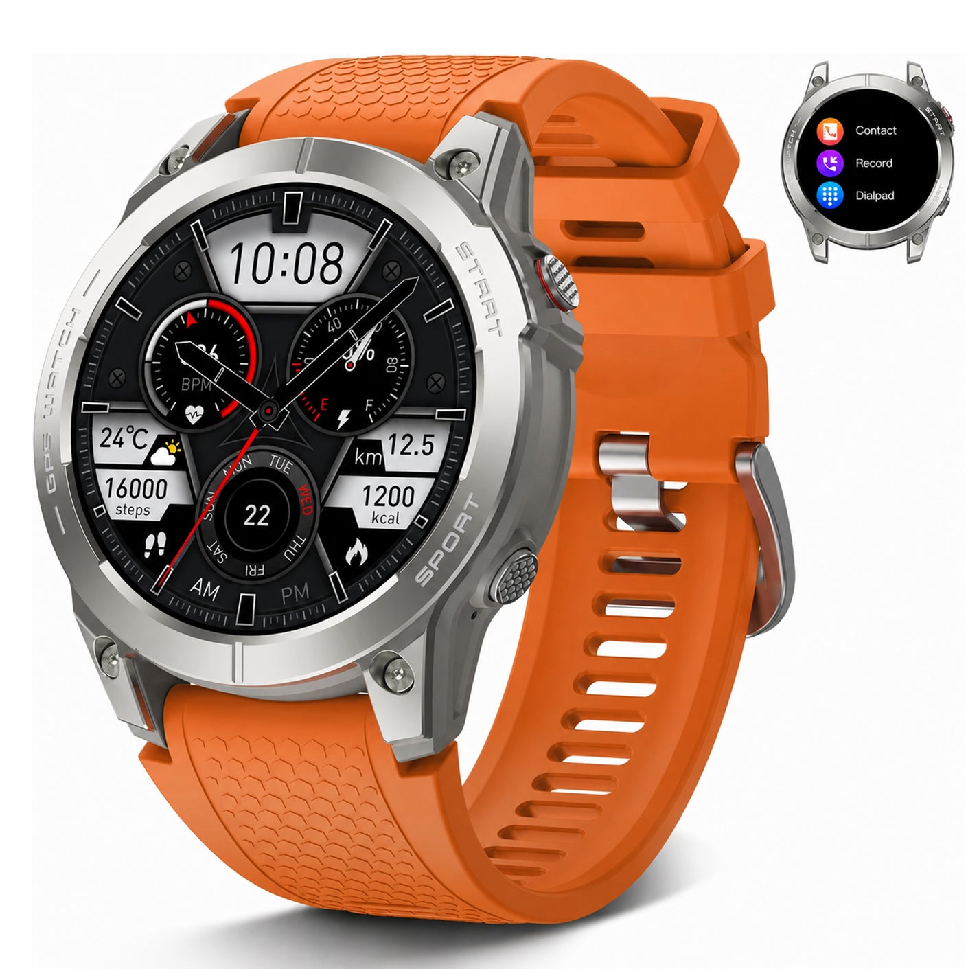 R800 Pro Rugged Men’s Smart Watch with Built-in GPS, 1.43" 120+ Sports Modes, IP68 Waterproof for Android & iPhone