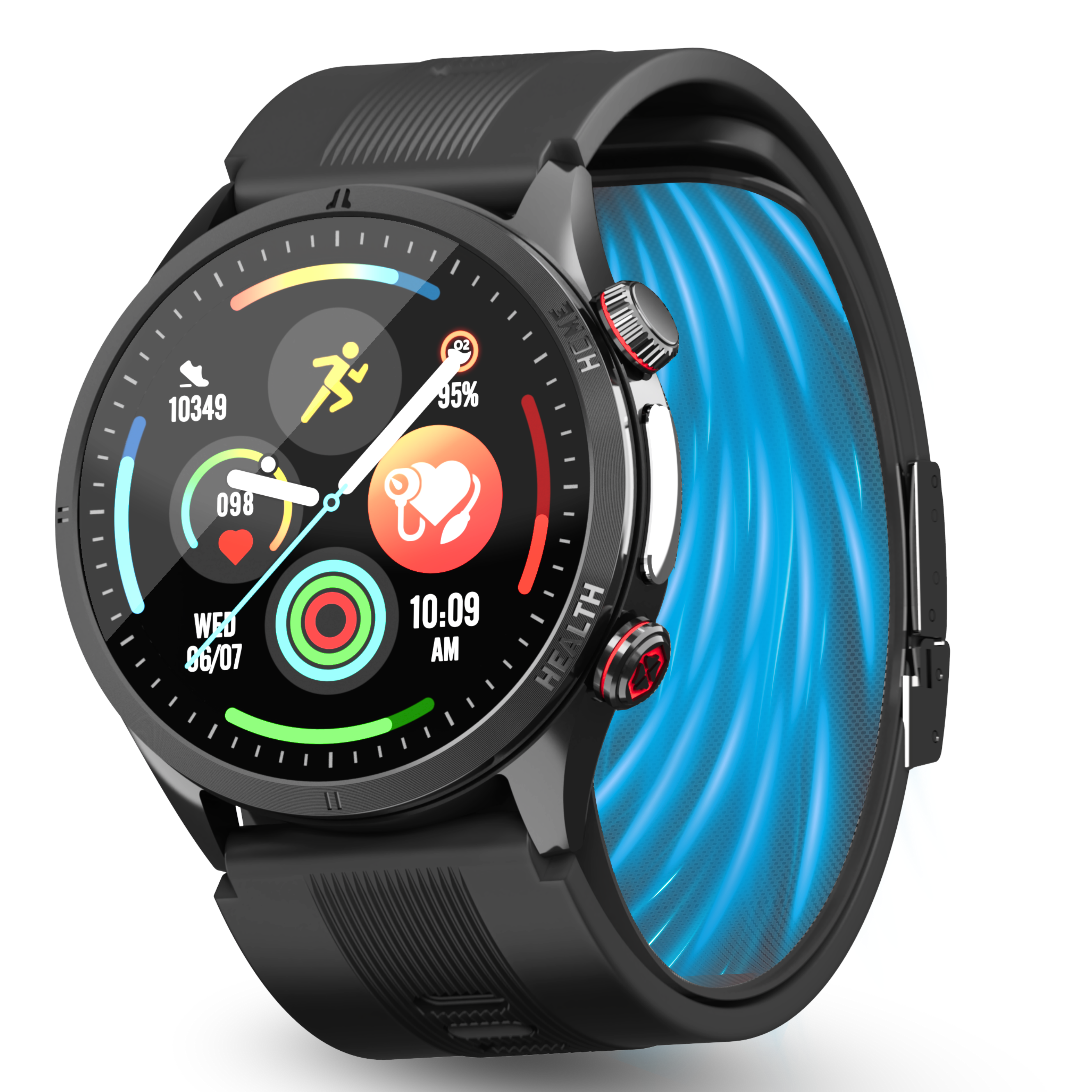 CFY Max 5 High Precision Air Pump Blood Pressure ECG Blood Sugar Blood Oxygen Monitoring SmartWatch