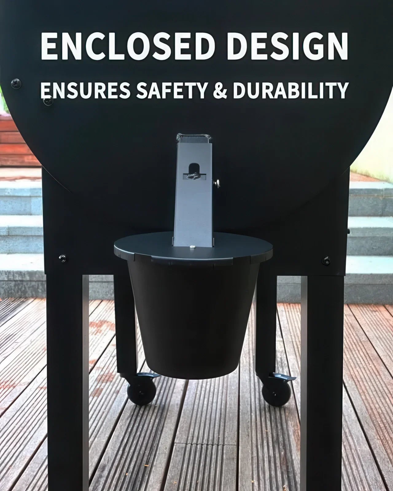 Upgraded Enclosed Grease Bucket with Lid and Reusable Silicone Liner for Pellet Grills