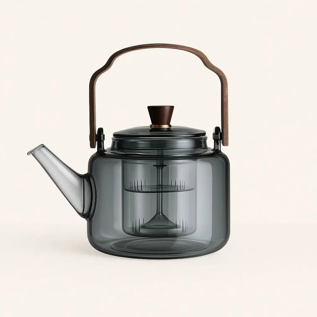 Borosilicate Glass Teapot with Wooden Handle