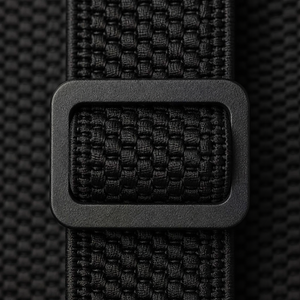 Close-up of adjustable buckle on men's belt loop suspenders