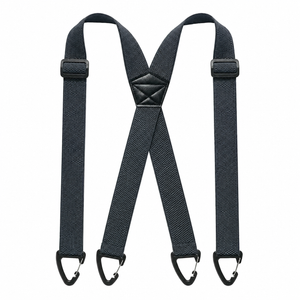 Black adjustable X-back hook suspenders for men shown on a white background