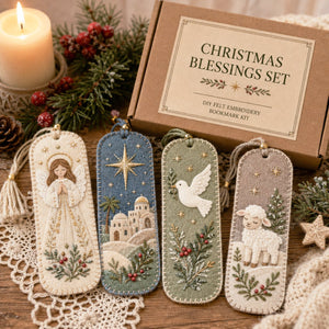 Christmas blessings bookmark set with angel dove and lamb designs
