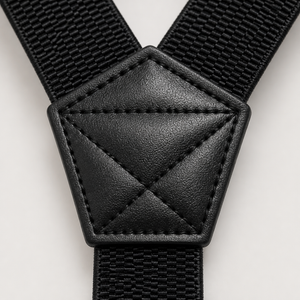 Close-up of the back connector on men's Y-back belt loop suspenders