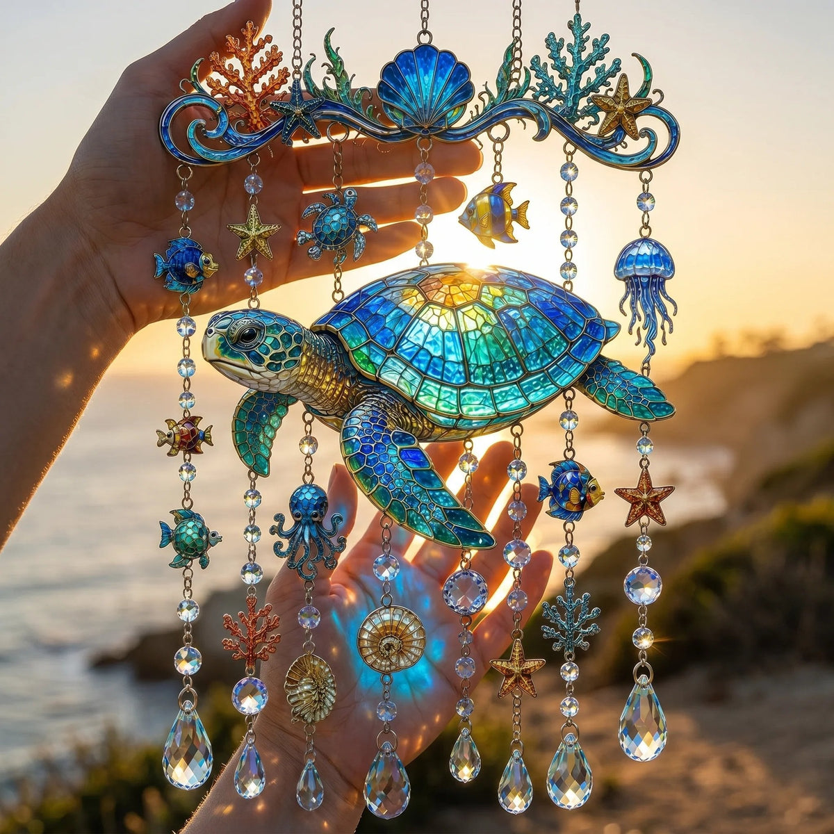 Ocean-Themed Crystal Wind Chime – Bring the Ocean Glow to Your Garden