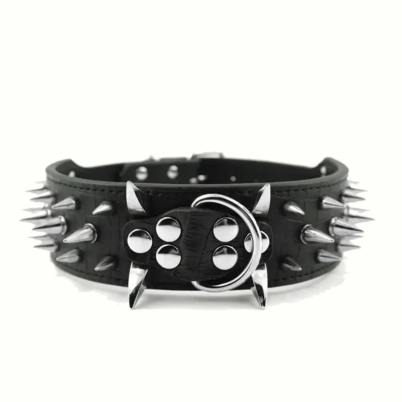 Spiked Dog Collar for Large Breeds Leather Adjustable