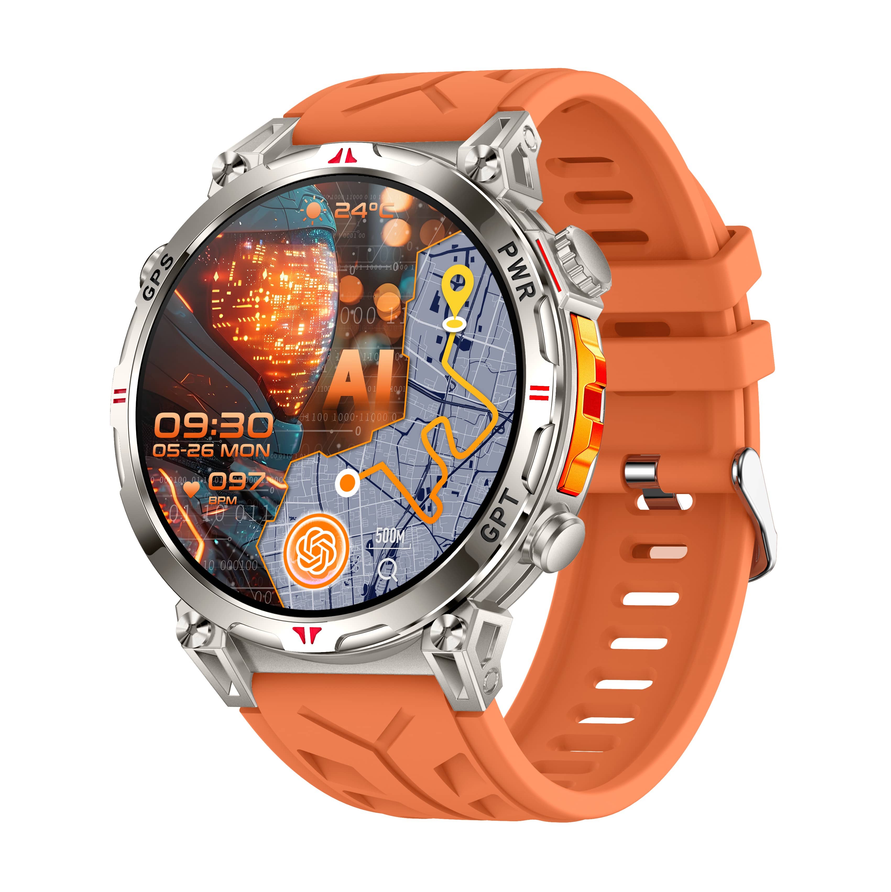 CFY93 New Generation of Sports Smartwatch AMOLED Colorful Screen GPS Compass Bluetooth Calling 3ATM Waterproof