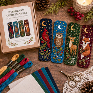 Woodland Christmas bookmark set with colorful forest animal designs